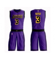 Men's Los Angeles Lakers #3 Anthony Davis Swingman Purple Basketball Suit Jersey - City Edition