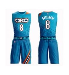 Men's Oklahoma City Thunder #8 Danilo Gallinari Swingman Turquoise Basketball Suit Jersey - City Edition