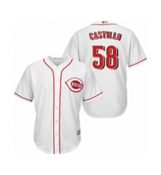 Youth Cincinnati Reds #58 Luis Castillo Authentic White Home Cool Base Baseball Jersey