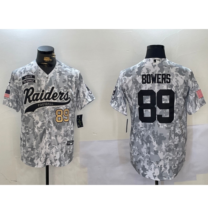 Men's Las Vegas Raiders #89 Brock Bowers 2024 Arctic Camo Salute To Service Stitched Baseball Jerseys