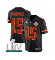 Men's Kansas City Chiefs #15 Patrick Mahomes Limited Black Rush Vapor Untouchable Super Bowl LIV Bound Football Jersey