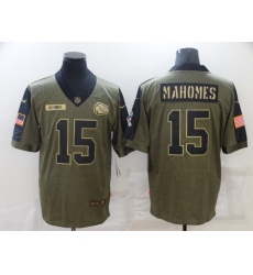 Men's Kansas City Chiefs #15 Patrick Mahomes Nike Olive 2021 Salute To Service Limited Player Jersey