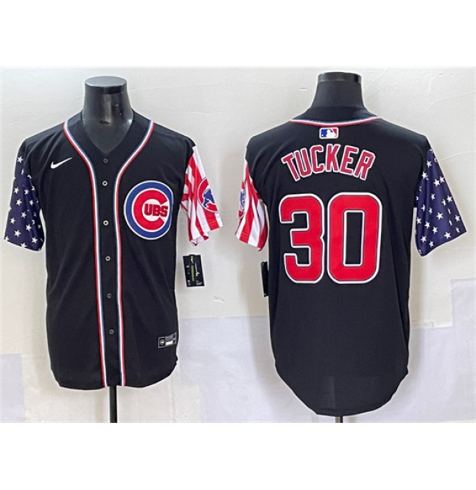 Men's Chicago Cubs #30 Kyle Tucker Black 2025 Independence Day Vapor Premier Limited Stitched Baseball Jersey