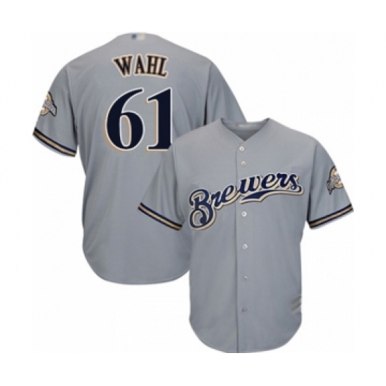 Youth Milwaukee Brewers #61 Bobby Wahl Authentic Grey Road Cool Base ...