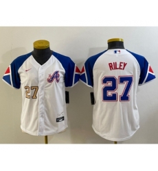 Youth Atlanta Braves #27 Austin Riley Number White 2023 City Connect Cool Base Stitched Jersey