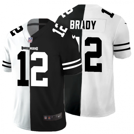 Men's Tampa Bay Buccaneers #12 Tom Brady Black White Limited Split Fashion Football Jersey