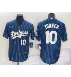 Men's Los Angeles Dodgers Blank Number Navy Blue Pinstripe Stitched MLB Cool Base Nike Jersey