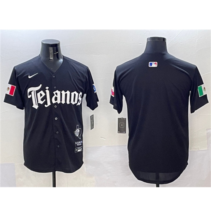 Men's Texas Rangers Blank Black Mexico 2025 Vapor Premier Limited Stitched Baseball Jersey