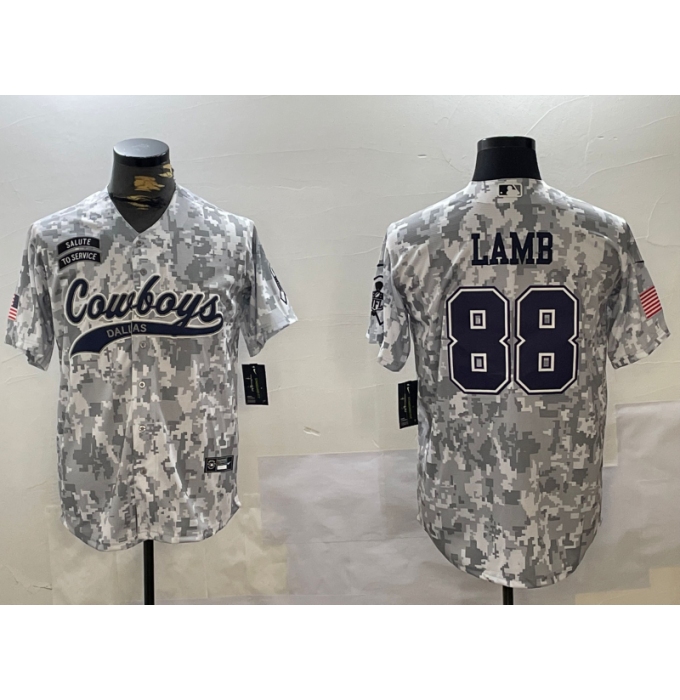 Men's Dallas Cowboys #88 CeeDee Lamb Arctic Camo 2024 Salute to Service Stitched Baseball Jersey