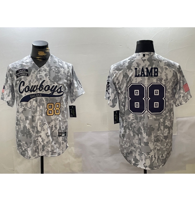 Men's Dallas Cowboys #88 CeeDee Lamb Arctic Camo 2024 Salute to Service Stitched Baseball Jerseys