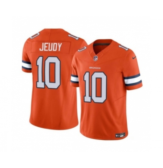 Men's Nike Denver Broncos #10 Jerry Jeudy Orange 2023 F.U.S.E. Vapor Untouchable Football Stitched Jersey
