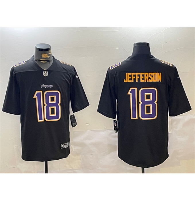 Men's Minnesota Vikings #18 Justin Jefferson Black Vapor Untouchable Limited Stitched Jersey