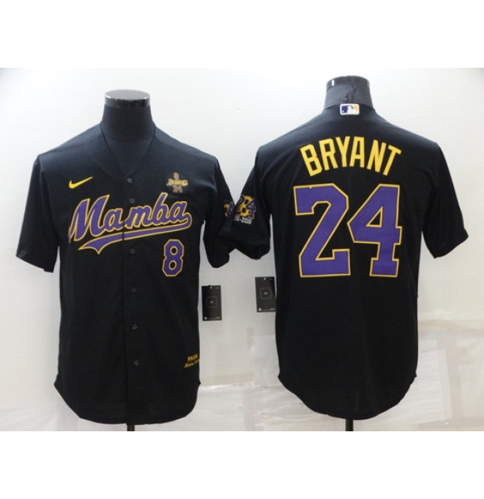 Men's Los Angeles Dodgers Front #8 Back #24 Kobe Bryant Black 'Mamba' Throwback With KB Cool Base Stitched Jersey