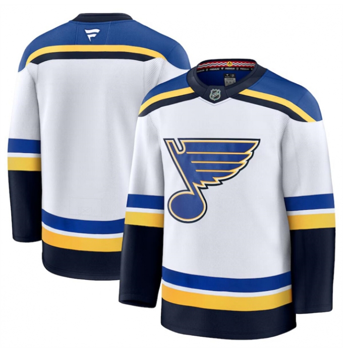 Men's St. Louis Blues Blank White 2024-25 Away Stitched Hockey Jersey