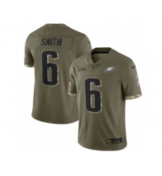 Men's Philadelphia Eagles #6 DeVonta Smith 2022 Olive Salute To Service Limited Stitched Jersey