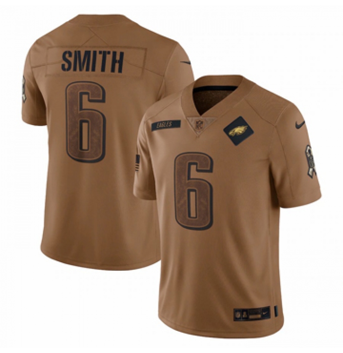 Men's Philadelphia Eagles #6 DeVonta Smith Nike Brown 2023 Salute To Service Limited Jersey