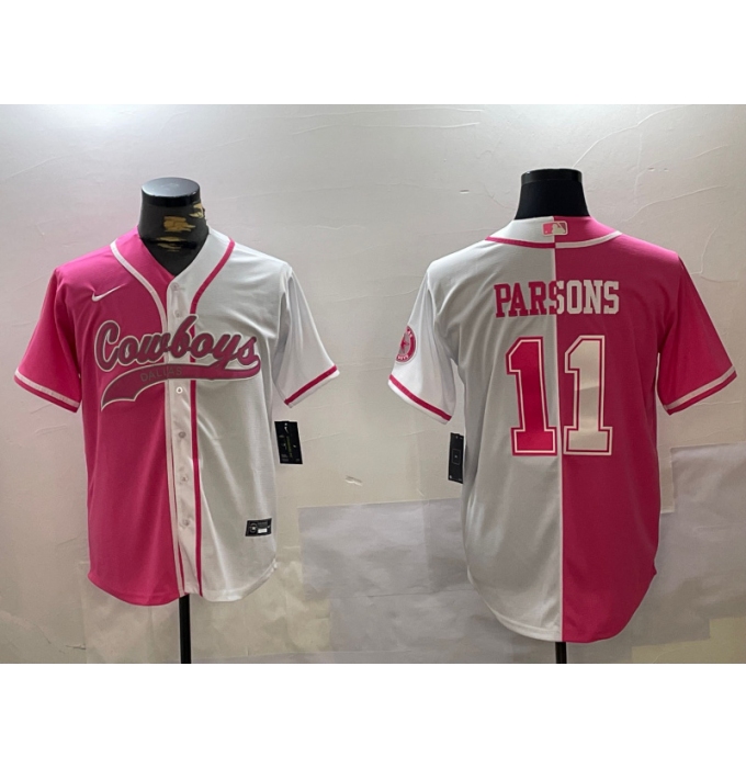 Men's Dallas Cowboys #11 Micah Parsons 2024 Arctic white red Stitched Baseball Jersey