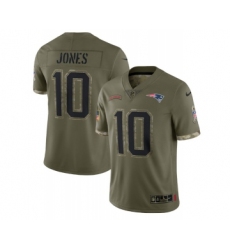 Men's New England Patriots #10 Mac Jones 2022 Olive Salute To Service Limited Stitched Jersey