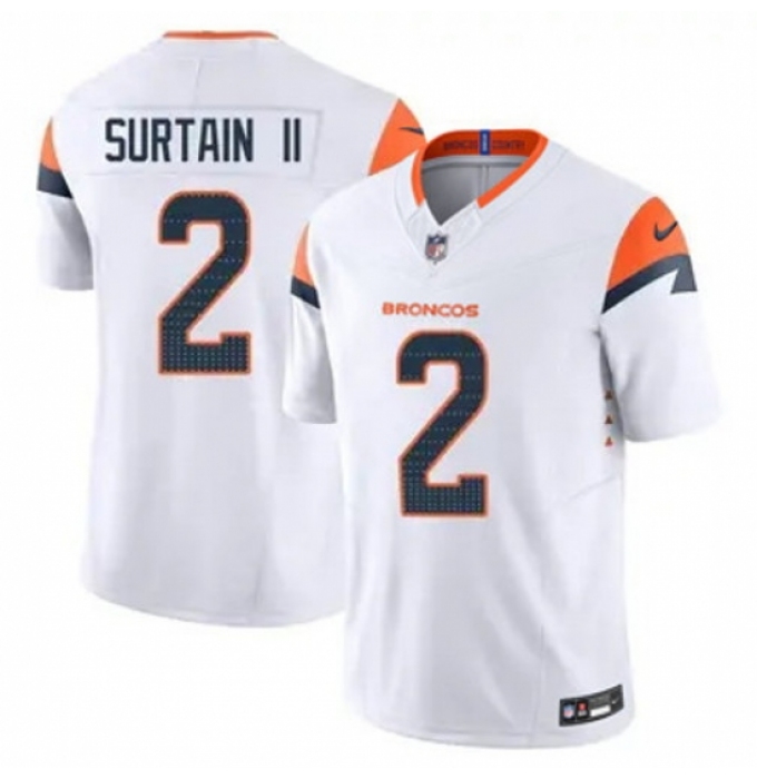 Youth Nike Denver Broncos #2 Patrick Surtain II Stitched White Limited Jersey