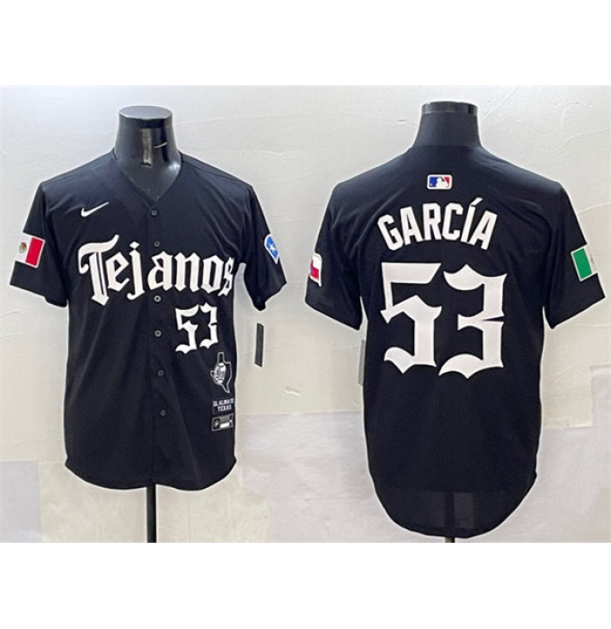 Men's Texas Rangers #53 Adolis García Black Mexico 2025 Vapor Premier Limited Stitched Baseball Jersey