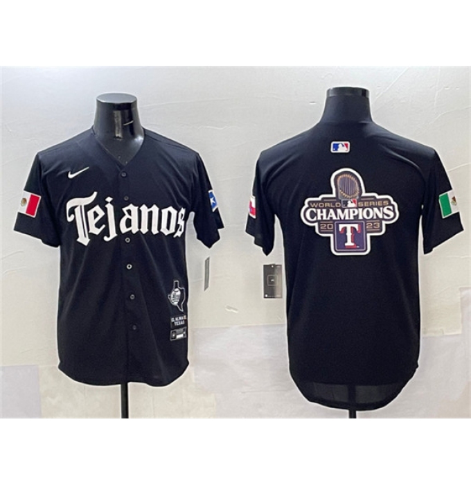Men's Texas Rangers Team Big Logo Black Mexico 2025 Vapor Premier Limited Stitched Baseball Jerseys