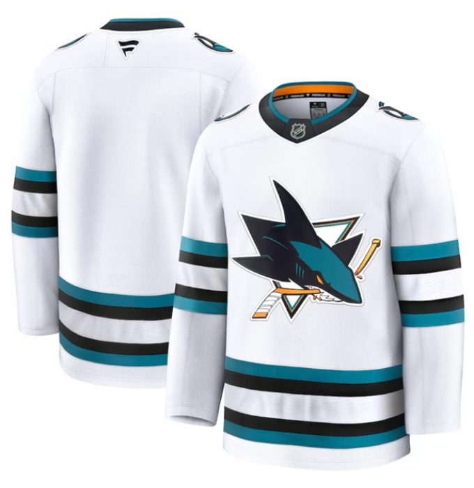 Men's San Jose Sharks Blank White 2024-25 Away Stitched Hockey Jersey