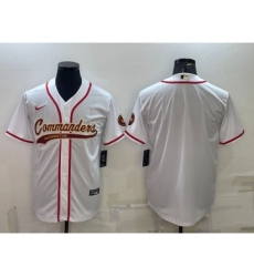 Men's Washington Commanders Blank White With Patch Cool Base Stitched Baseball Jersey