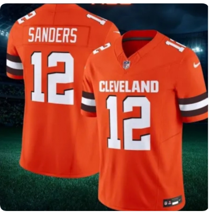 Men's Cleveland Browns #12 Shedeur Sanders Orange 2025 Vapor Limited Football Stitched Jersey