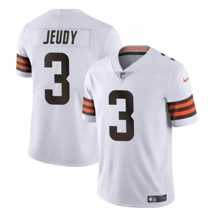 Men's Cleveland Browns #3 Jerry Jeudy White Vapor Limited Football Stitched Jersey