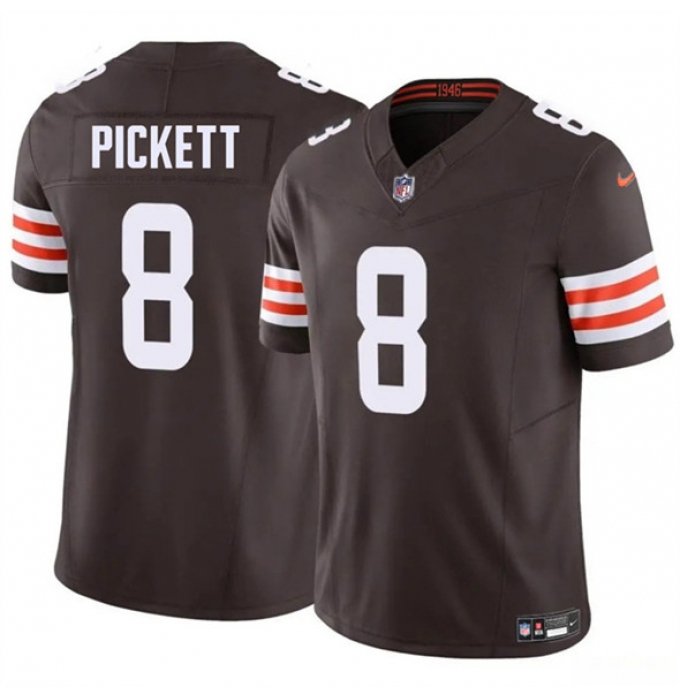 Men's Cleveland Browns #8 Kenny Pickett Brown 2025 F.U.S.E. Vapor Limited Football Stitched Jersey