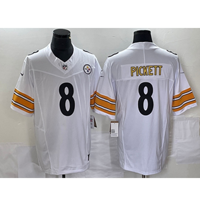 Men's Nike Pittsburgh Steelers #8 Kenny Pickett White 2023 F.U.S.E. Vapor Untouchable Stitched Jersey
