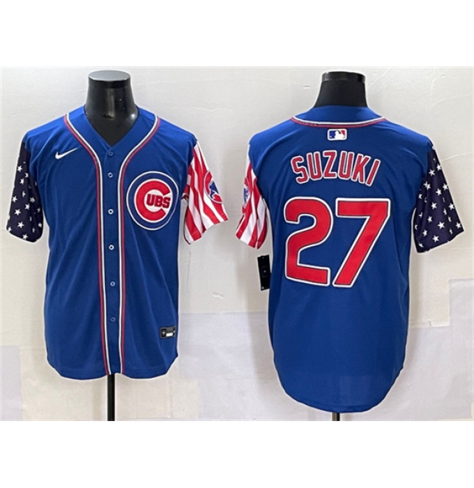 Men's Chicago Cubs #27 Seiya Suzuki Royal 2025 Independence Day Vapor Premier Limited Stitched Baseball Jersey