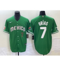 Men's Mexico Baseball #7 Julio Urias Number Green 2023 World Baseball Classic Stitched Jersey 2