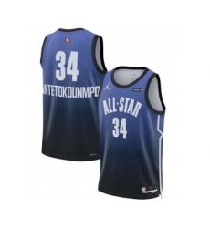 Men's 2023 All-Star #34 Giannis Antetokounmpo Blue Game Swingman Stitched Basketball Jersey