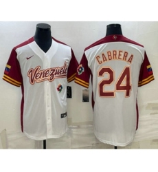 Men's Venezuela Baseball #24 Miguel Cabrera 2023 White World Classic Stitched Jersey