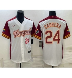 Mens Venezuela Baseball #24 Miguel Cabrera Number 2023 White World Classic Stitched Jersey