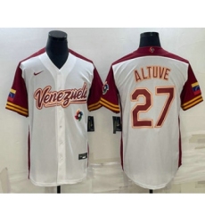 Men's Venezuela Baseball #27 Jose Altuve 2023 White World Baseball Classic Stitched Jersey