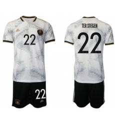 Men's Germany #22 Ter Stegen White Home Soccer Jersey Suit