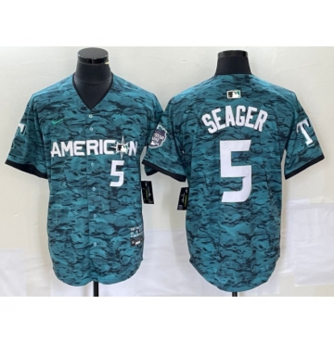 Men's Nike Texas Rangers #5 Corey Seager Teal 2023 All Star Stitched Baseball Jersey