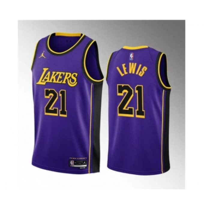 Men's Los Angeles Lakers #21 Maxwell Lewis Purple 2023 Draft Statement Edition Stitched Basketball Jersey