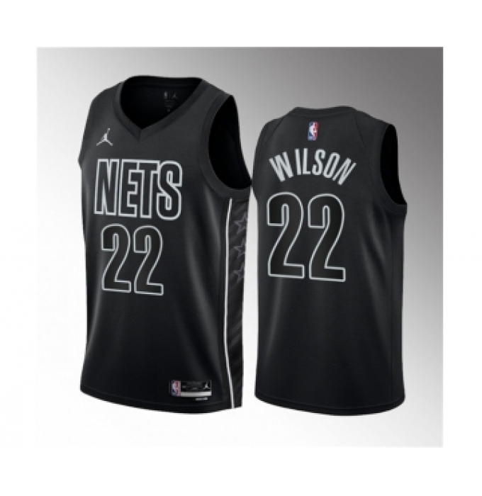 Men's Brooklyn Nets #22 Jalen Wilson Black 2023 Draft Statement Edition Stitched Basketball Jersey