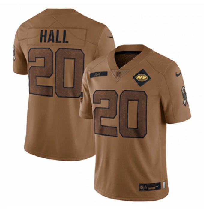 Men's New York Jets #20 Breece Hall Nike Brown 2023 Salute To Service Limited Jersey