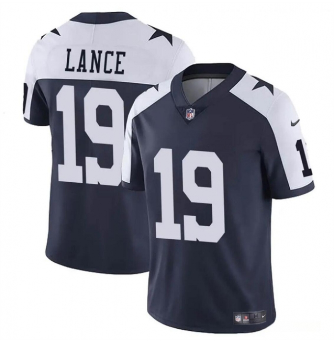 Men's Dallas Cowboys #19 Trey Lance Navy White Thanksgiving Vapor Untouchable Limited Football Stitched Jersey