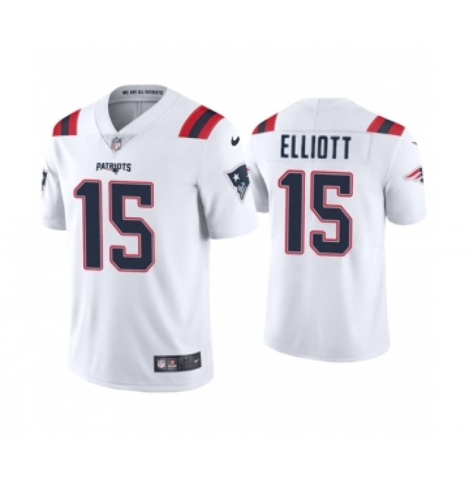 Men's Nike New England Patriots #15 Ezekiel Elliott White Stitched Limited Jersey