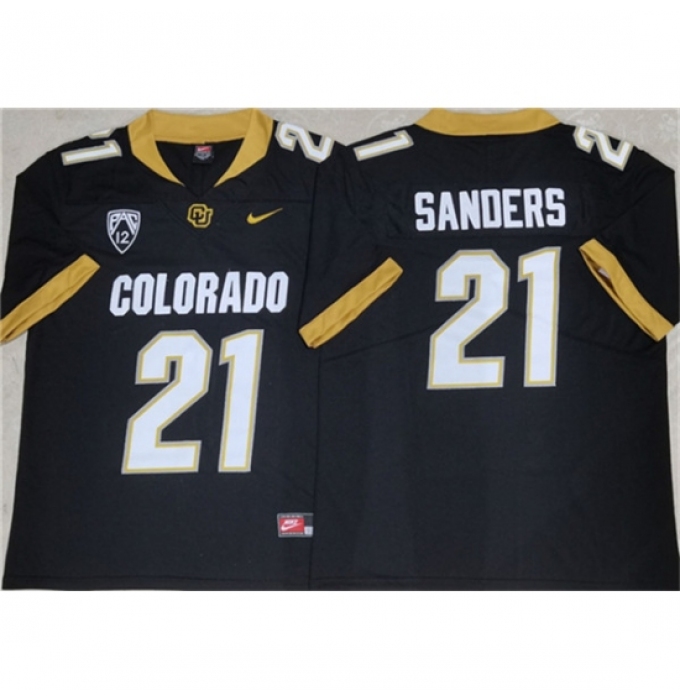 Women's Colorado Buffaloes #21 Shilo Sanders Black 2023 With PAC-12 Patch Stitched Football Jersey