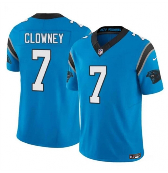 Men's Carolina Panthers #7 Jadeveon Clowney Blue 2024 F.U.S.E. Vapor Limited Football Stitched Jersey