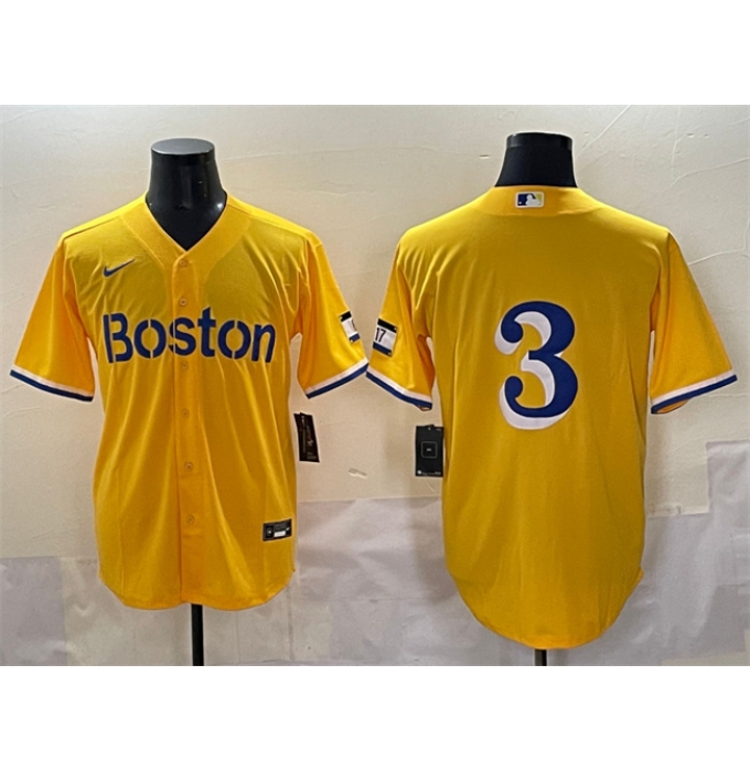 Men's Boston Red Sox #3 Ceddanne Rafaela Gold City Connect Stitched Baseball Jersey