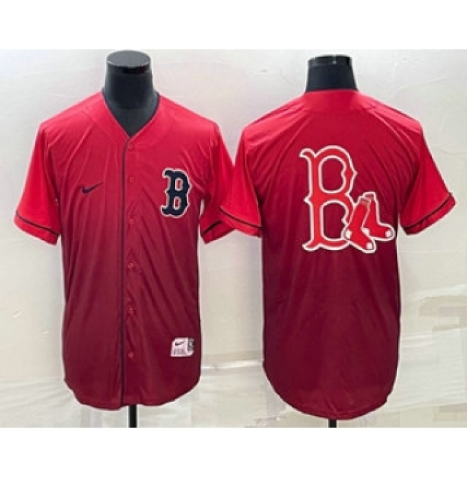 Men's Boston Red Sox Big Logo Nike Red Fade Stitched Jersey