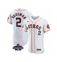 Men's Houston Astros #2 Alex Bregman White 2022 World Series Champions Flex Base Stitched Baseball Jersey