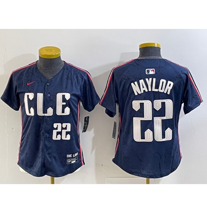 Women's Cleveland Guardians #22 Josh Naylor Number Navy 2024 City Connect Limited Stitched Jersey